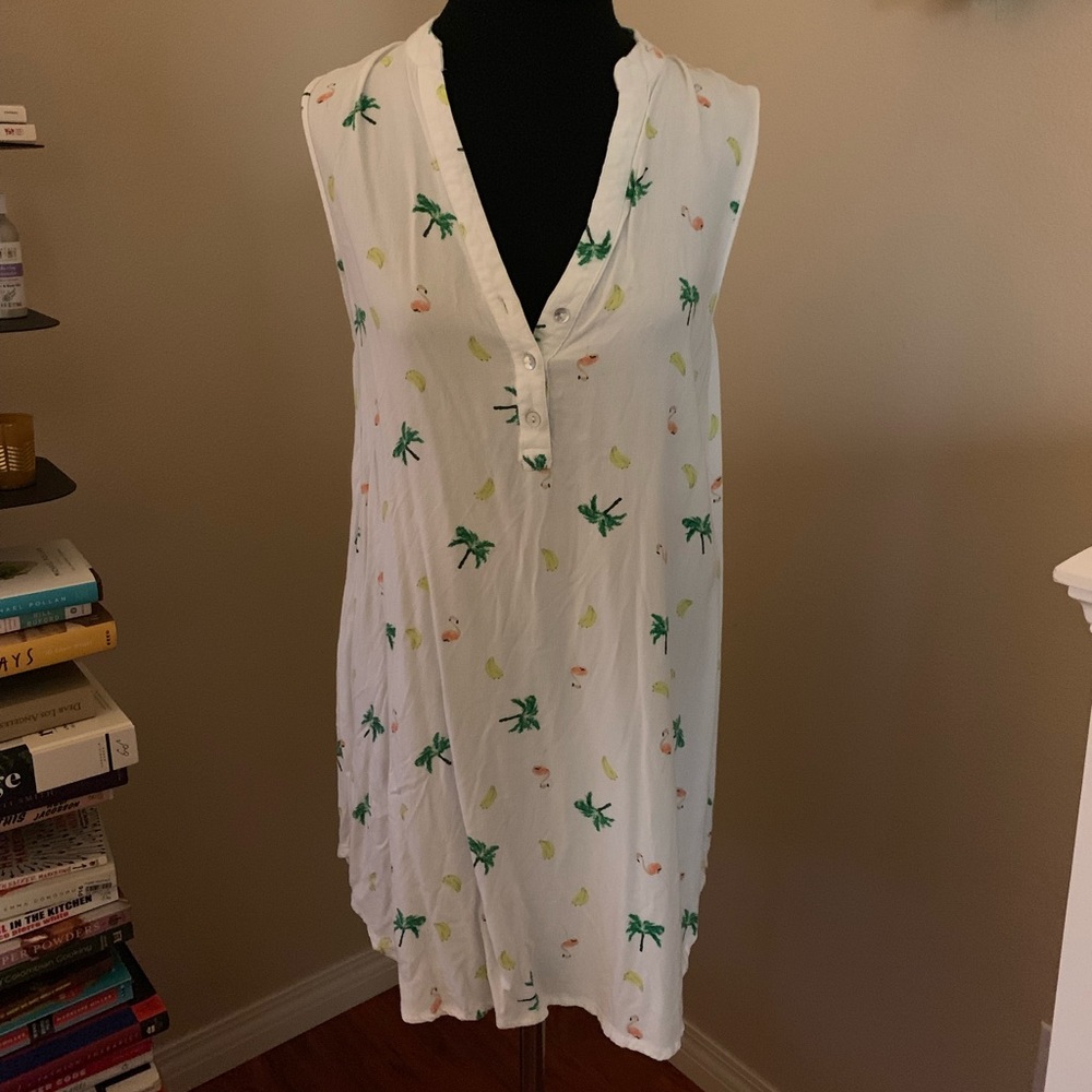 White Minkpink Sleeveless Tunic w Bananas + Palms